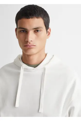 Unisex Kapüşonlu Sweatshirt - Beyaz - 7