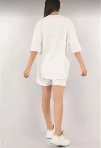 Unisex kashtachilik naqshli shortilar to'plami - Oq - 4