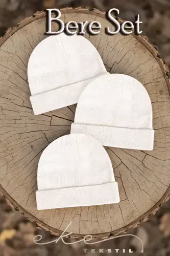 Unisex Katlamali Oq,oq Va Oq 3'li Bere Seti-Oq - 1