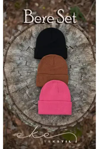 Unisex Katlamali Qora, fuchsiya, g'isht 3'li Bere Seti-Qora - 1