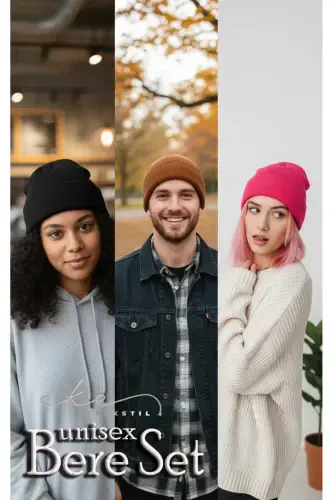 Unisex Katlamali Qora, fuchsiya, g'isht 3'li Bere Seti-Qora - 3