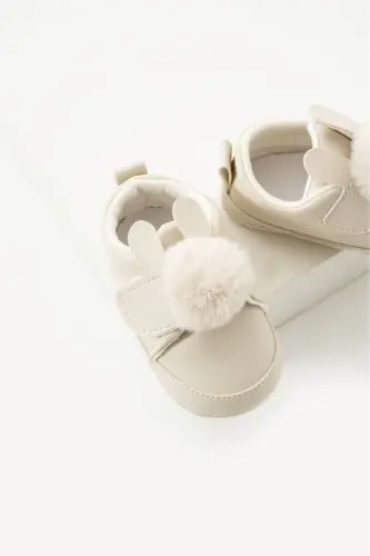 Unisex kaydırmaz Bebek Patik, Bebek Panduf, Kreş Ayakkabısı, Ev Ayakkabısı, İlk adım Ayakkabısı - Ekru 