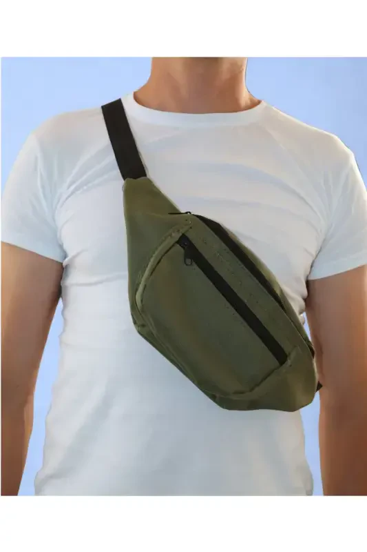 Unisex Khaki Two-Compartment Shoulder and Waist Bag - Waterproof - Sports and Daily Use-Khaki - ALYA