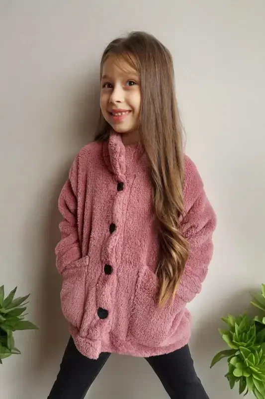 Unisex Kids Beige Plush Jacket-PLUM - QUB CLUB