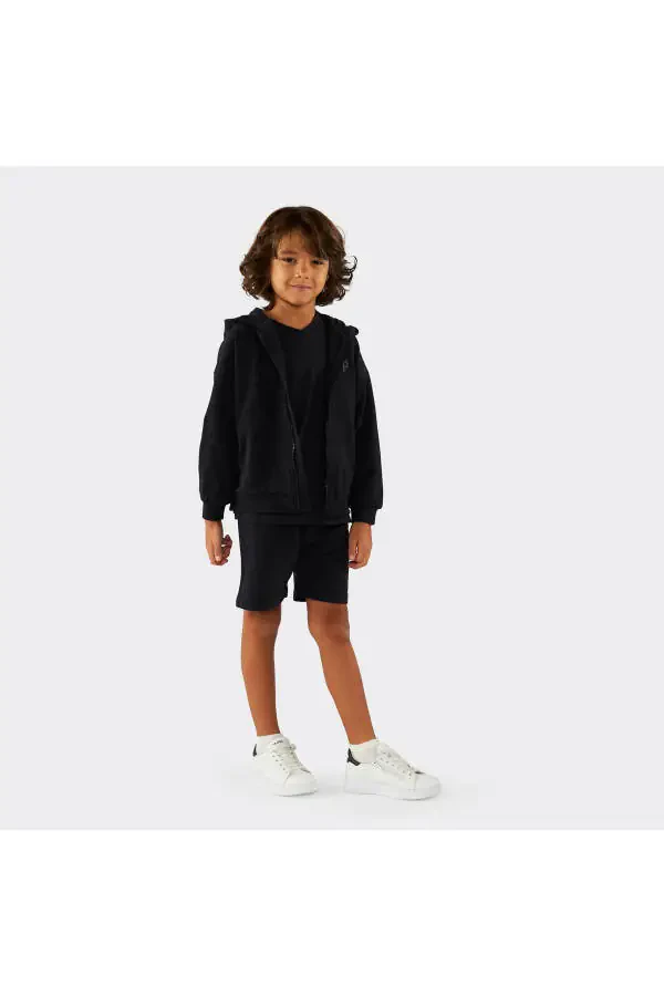 Unisex Kids Black Zip-Up Sweatshirt - 4