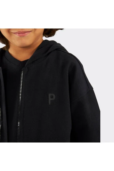 Unisex Kids Black Zip-Up Sweatshirt - 5