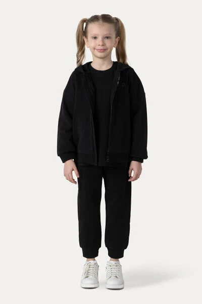 Unisex Kids Black Zip-Up Sweatshirt - 7
