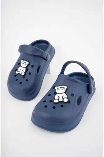 Unisex Kids' Character Sticker Sandals-Slippers-NAVY - 1