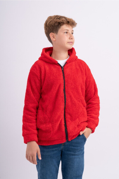 Unisex Kids Fleece Welsoft Plush Hooded Jacket with Pockets - 2