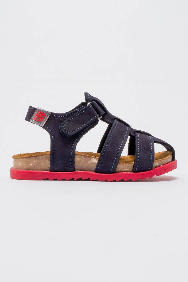 Unisex Kids Navy Genuine Leather Cork Sole Children's Sandals - 23