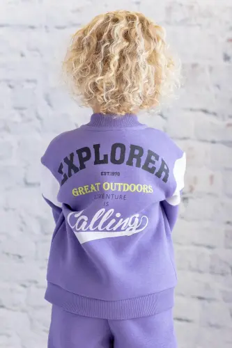 Unisex Kids Printed Varsity Jacket - Lilac-LILAC - ZEYLAND (1)