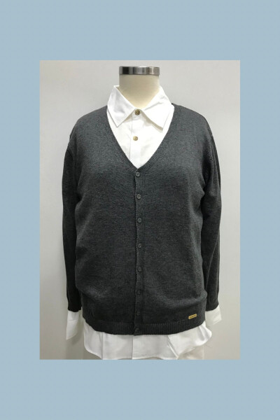 UNISEX KIDS V-NECK SWEATER SCHOOL CARDIGAN - 1