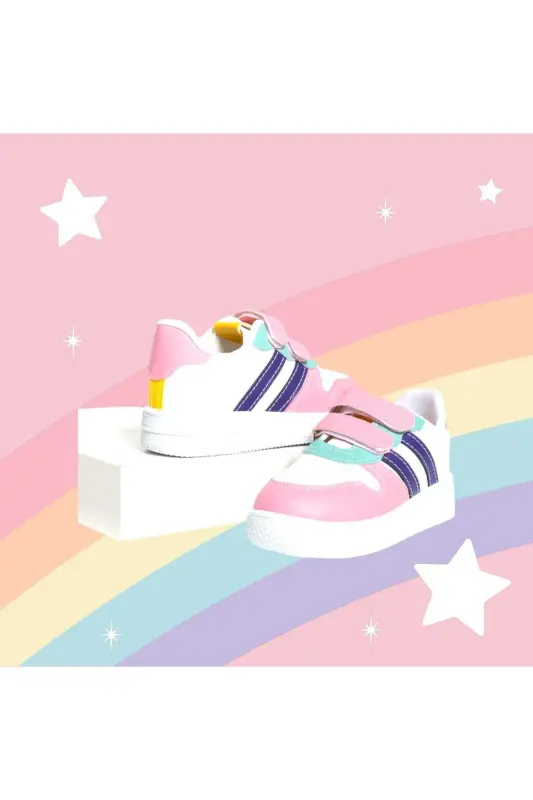 Unisex Kids' Velcro Comfortable Daily Sneaker Sports Shoes GAK-Kids - Purple - 3