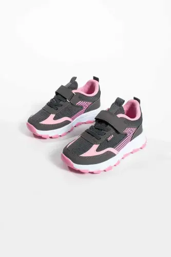 Unisex Kids Velcro Elastic Comfortable Daily Sneaker anorak Sports Shoes Lightweight Poly Sole-FUME PINK 