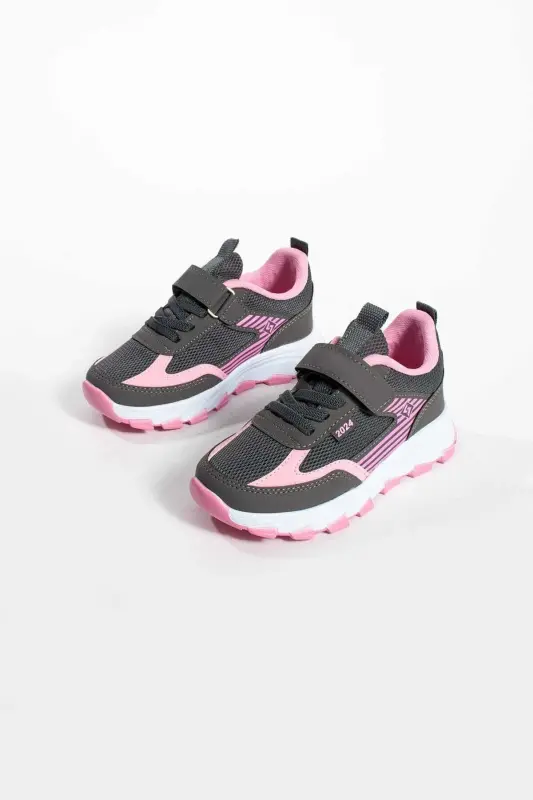 Unisex Kids Velcro Elastic Comfortable Daily Sneaker anorak Sports Shoes Lightweight Poly Sole-FUME PINK - 1