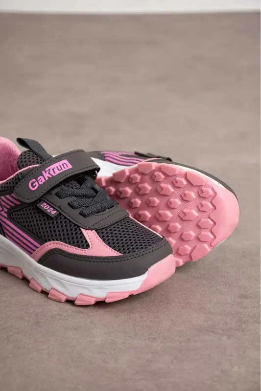Unisex Kids Velcro Elastic Comfortable Daily Sneaker anorak Sports Shoes Lightweight Poly Sole-FUME PINK - 2