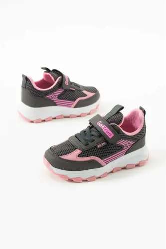 Unisex Kids Velcro Elastic Comfortable Daily Sneaker anorak Sports Shoes Lightweight Poly Sole-FUME PINK - 5