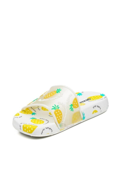 Unisex Kids White Ultra Soft Pineapple Patterned Pool Beach Bath Slippers Step by Step - 23