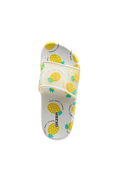 Unisex Kids White Ultra Soft Pineapple Patterned Pool Beach Bath Slippers Step by Step - GEZER (1)
