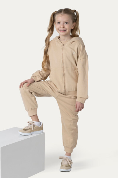 Unisex Kids Zippered Beige Sweatshirt - 8