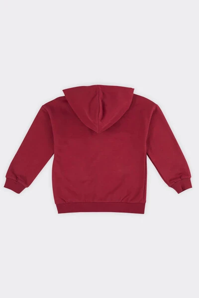 Unisex Kids Zippered Burgundy Sweatshirt-035 - PANÇO (1)