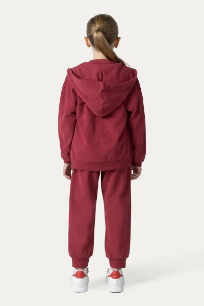 Unisex Kids Zippered Burgundy Sweatshirt-035 - 7