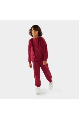 Unisex Kids Zippered Burgundy Sweatshirt-035 - 4