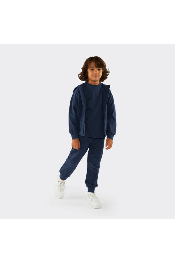 Unisex Kids Zippered Navy Sweatshirt - 4
