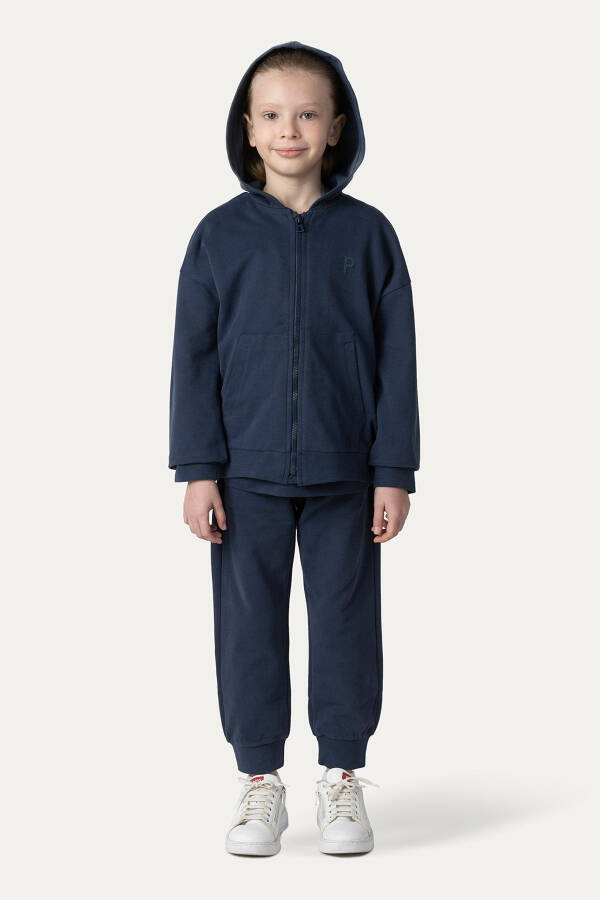 Unisex Kids Zippered Navy Sweatshirt - 6