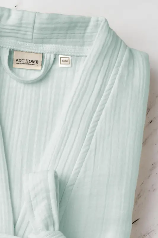 Unisex Kimono Müslin Bornoz Havlu Seti Mint-MINT - 5