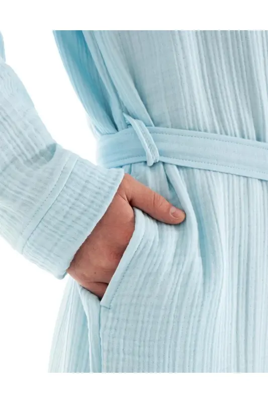 Unisex Kimono Müslin Bornoz Havlu Seti Mint-MINT - 4