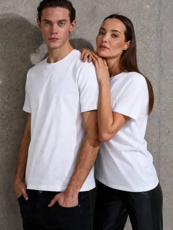 Unisex Kısa Kollu Bisiklet Yaka Basic Viskon Bluz - 1