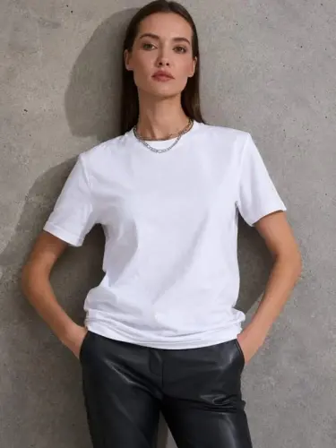 Unisex Kısa Kollu Bisiklet Yaka Basic Viskon Bluz - BÜYÜKBEDENIZ (1)