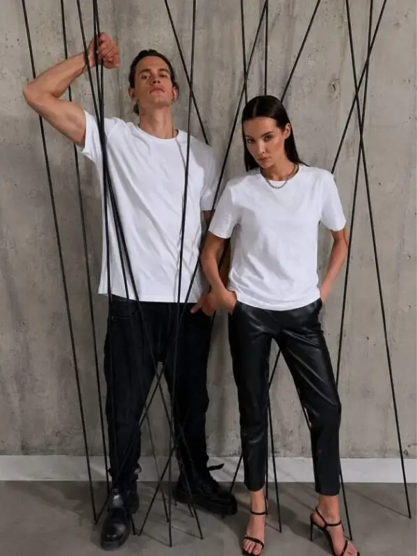 Unisex Kısa Kollu Bisiklet Yaka Basic Viskon Bluz - 3