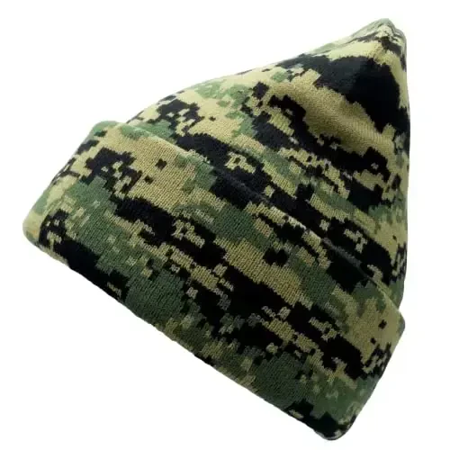 Unisex Knit Soft Warm Cuffed Beanie Hat Winter Camo Hats for Men Women - 2