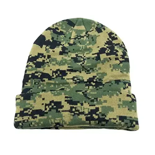Unisex Knit Soft Warm Cuffed Beanie Hat Winter Camo Hats for Men Women - 3