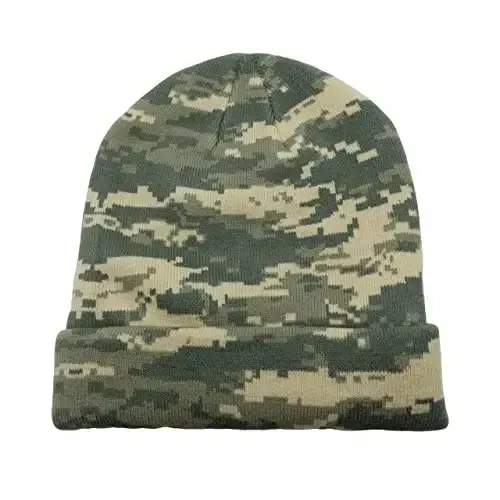 Unisex Knit Soft Warm Cuffed Beanie Hat Winter Camo Hats for Men Women - 3