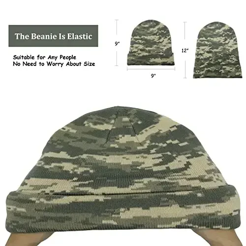 Unisex Knit Soft Warm Cuffed Beanie Hat Winter Camo Hats for Men Women - 4