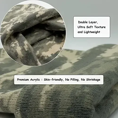 Unisex Knit Soft Warm Cuffed Beanie Hat Winter Camo Hats for Men Women - 5