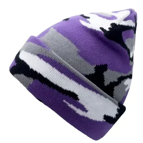Unisex Knit Soft Warm Cuffed Beanie Hat Winter Camo Hats for Men Women - 2