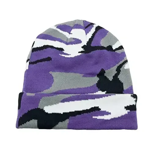 Unisex Knit Soft Warm Cuffed Beanie Hat Winter Camo Hats for Men Women - 3