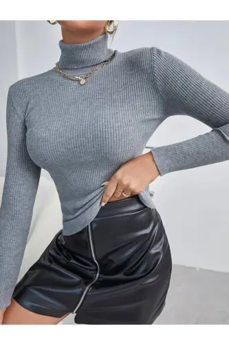 Unisex Fiyat Pamuklu Balıkçı Yaka Şardonlu Slimfit Boğazlı Kazak-ASORTİ 