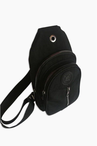 Unisex Krinkıl Body Bag Çapraz Askılı Omuz Ve Bel Çantası - Siyah - 5