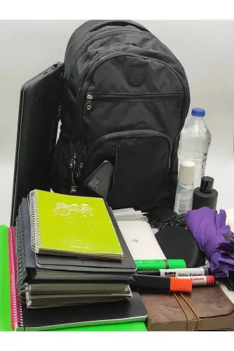 Unisex Krinkıl Su Geçirmez Kumaş Büyük Boy Çok Gözlü Okul Ve Seyahat Sırt Çantası Cty-lbn-101-Siyah - 5