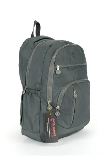 Unisex Krinkıl Su Geçirmez Kumaş Büyük Boy Çok Gözlü Okul ve Seyahat Sırt Çantası cty-lbn-101-Antrasit - CITYCENTERFASHION (1)