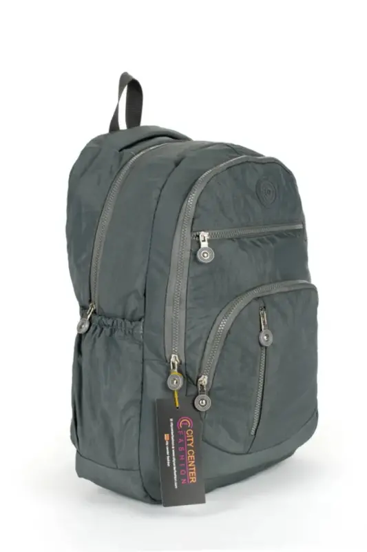Unisex Krinkıl Su Geçirmez Kumaş Büyük Boy Çok Gözlü Okul ve Seyahat Sırt Çantası cty-lbn-101-Antrasit - 2