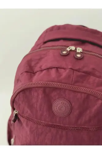 Unisex Krinkıl Su Geçirmez Kumaş Büyük Boy Çok Gözlü Okul Ve Seyahat Sırt Çantası Cty-lbn-101 - bordo - 4
