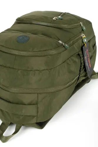 Unisex Krinkıl Su Geçirmez Kumaş Büyük Boy Çok Gözlü Okul Ve Seyahat Sırt Çantası Cty-lbn-101-Haki - 3
