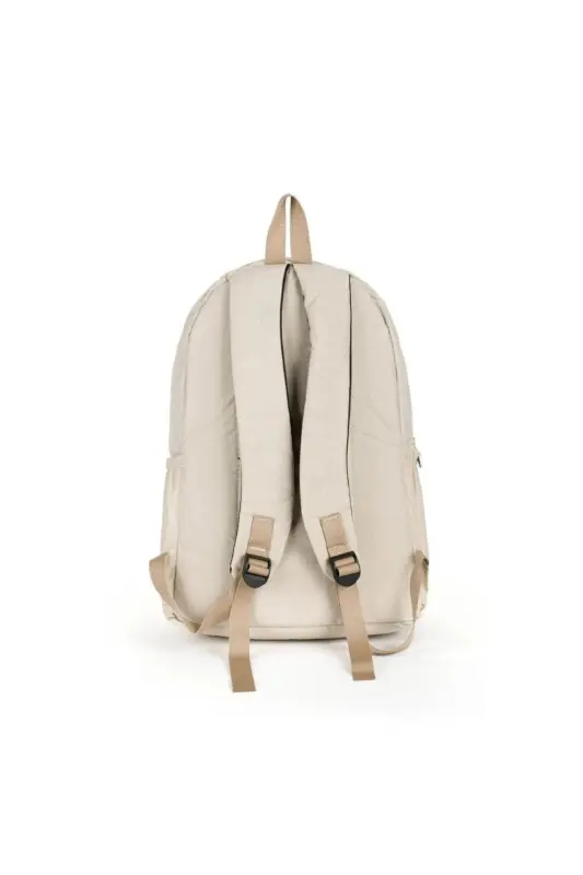 Unisex Krinkıl Su Geçirmez Kumaş Büyük Boy Çok Gözlü Okul ve Seyahat Sırt Çantası cty-lbn-101-Krem - 5