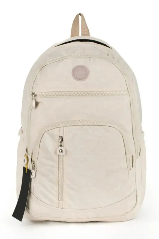 Unisex Krinkıl Su Geçirmez Kumaş Büyük Boy Çok Gözlü Okul ve Seyahat Sırt Çantası cty-lbn-101-Krem - 3